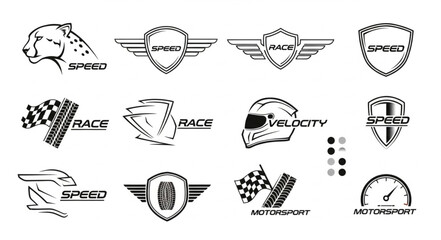 Collection of racing and speed emblems and symbols. © Widi