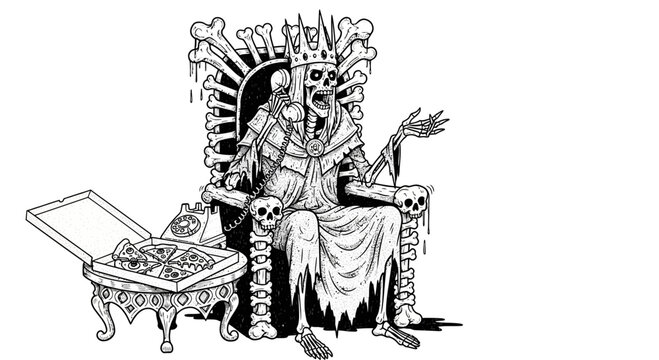 King sitting on throne with scepter.
