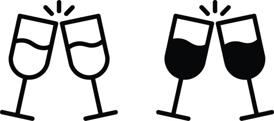 Champagne glass toast icon vector illustration with modern flat style for celebration, party events, and festive greeting concepts © Golapi