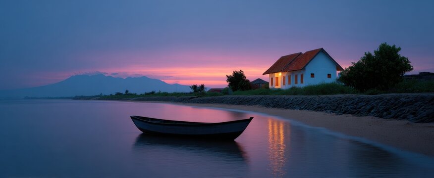 Padang pasir berwarna cerah memikat hati saat senja menyelimuti langit.