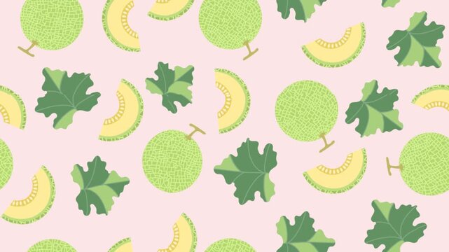 Looping melon seamless pattern animation with fresh tropical fruit design for video backgrounds.