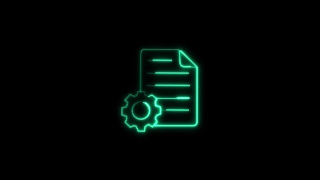 glowing neon Digital document verification and approval with secure online work flow, , data verification, representing file settings and work flow. 4K motion graphics.