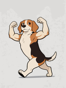 Muscular Beagle Dog Showing Off Its Strong Arms