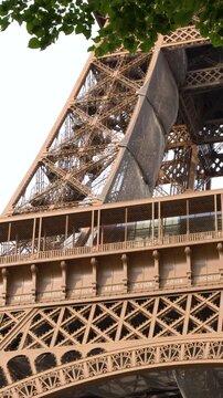 Close Up View of the Eiffel Tower Wrought Iron Structure in Paris