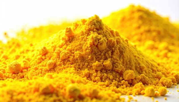 Vibrant yellow synthetic powder coating texture, granulated industrial pigment heaps for manufacturing applications, cinematic widescreen macro photography of bright chemical particles.