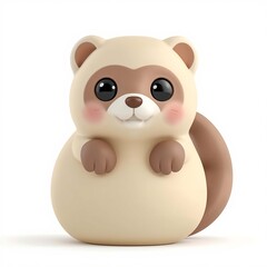 Fototapeta premium Adorable plump ferret illustration, a charming and sweet cartoon character with rosy cheeks and a happy expression