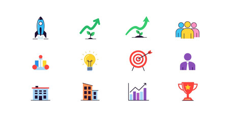 Fototapeta premium Business icons set silhouette on transparent background