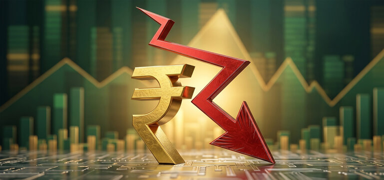 Indian Economy Rupee, Financial Crisis Concept, Stock Market Decline, Business Money Loss, Investment Risk Science, India Economy Growth, Currency Market Development

