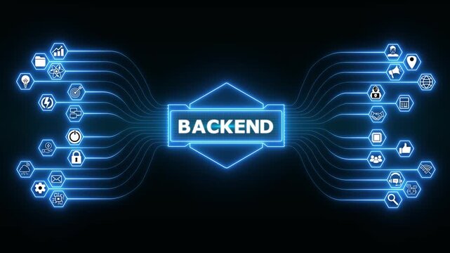 Digital infrastructure dashboard featuring Backend interface with secure server integration monitoring and advanced enterprise analytics technology concept.