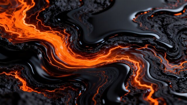 Lava flow on dark surface