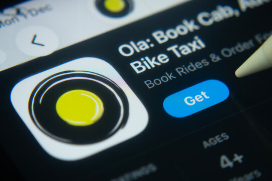 Dhaka, Bangladesh- 01 Dec 2025: A close-up of the Ola app icon in the App Store on an iPad screen.