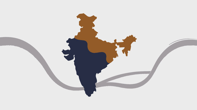 India map divided into two distinct regions flat vector illustration
