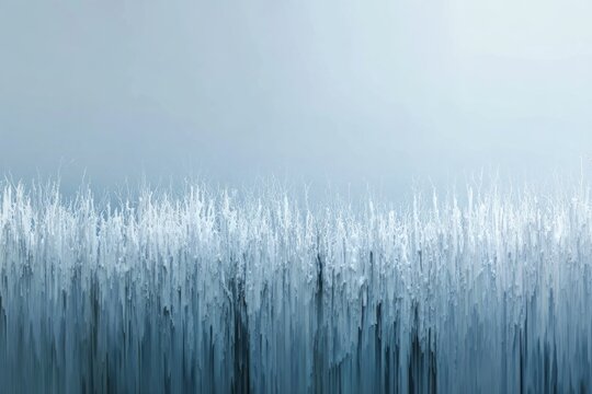 Abstract winter landscape with frosty trees under overcast sky