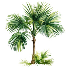 Obraz premium Fan Palm, realistic watercolor illustration vector, isolated on a white background.
