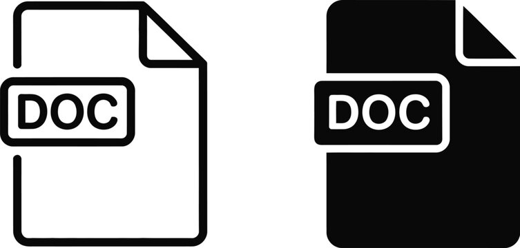Doc file icon, DOC file sign vector illustration with modern flat style for document management and digital file interface design