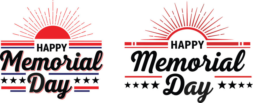 Memorial Day greeting cards with sunburst design