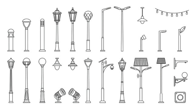 Architectural Lighting CAD Blocks with Street Lamps Bollards Spotlights and Fixture Elements
