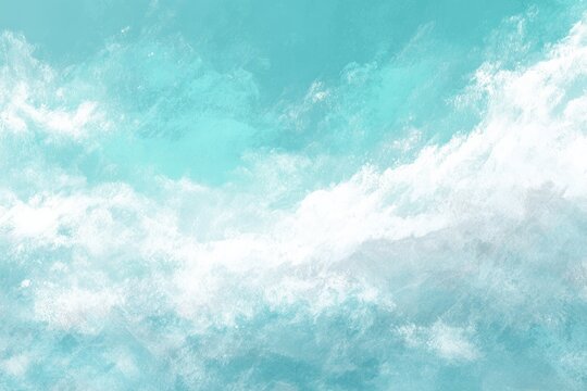 Ocean-inspired abstract art with soft turquoise and white brushstrokes