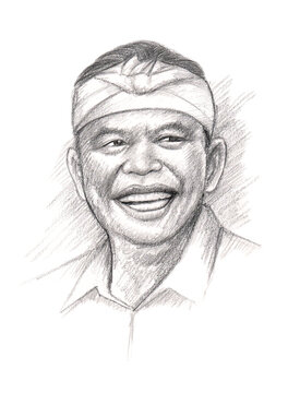 Sketch with pencil and strokes of an artist