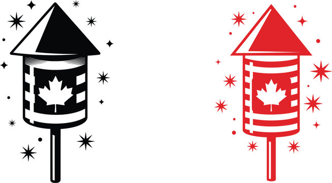 Canada day vector fireworks illustration celebrate with patriotic sparkler graphics