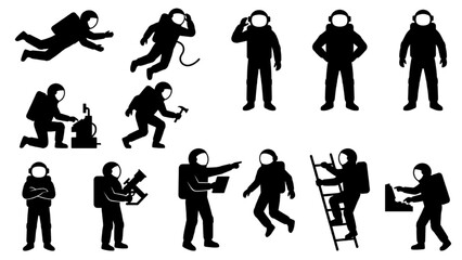 Astronaut Silhouette Collection – Space Exploration and Mission Operations Set