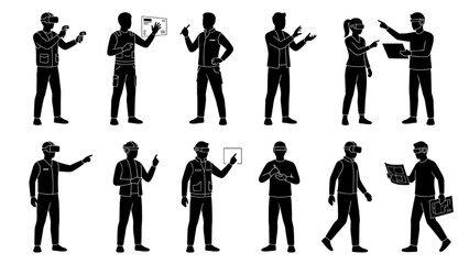 Fototapeta premium Metaverse Architect Silhouette Collection – Virtual World Design and Digital Planning Set