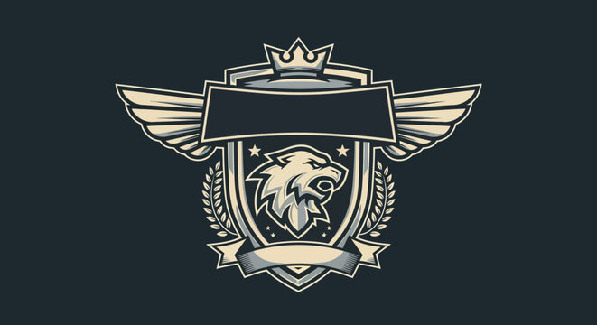 Elegant vintage eagle crest emblem logo in premium heraldic vector illustration style