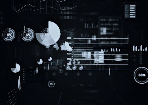 Futuristic monochrome data center animation with server tower and digital particle wave