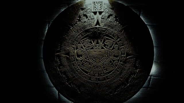 Mayan Stone Calendar in the Dark