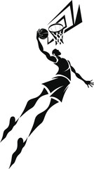 Futuristic Basketball Player Slam Dunk Silhouette Vector Illustration © Murad Studio