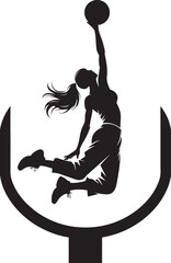 Dynamic Female Basketball Dunk Silhouette Vector Illustration © Murad Studio