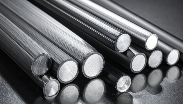 Industrial hardened carbon fiber composite rods arranged in precise parallel rows, exhibiting uniform diameter and high quality engineering surface textures for advanced manufacturing construction.