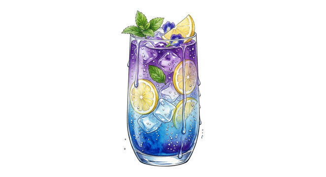 Butterfly Pea Lemonade Vector Illustration