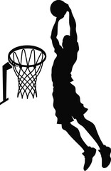 Futuristic Basketball Player Slam Dunk Silhouette Vector Illustration © Murad Studio