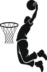 Futuristic Basketball Player Slam Dunk Silhouette Vector Illustration © Murad Studio