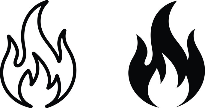 Fire flame icon, fire flame sign vector illustration with modern flat style for energy, heat, and danger warning interface design
