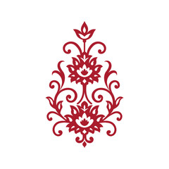 Red traditional floral motif and ethnic Indian block print vector design © AmjadDesigns