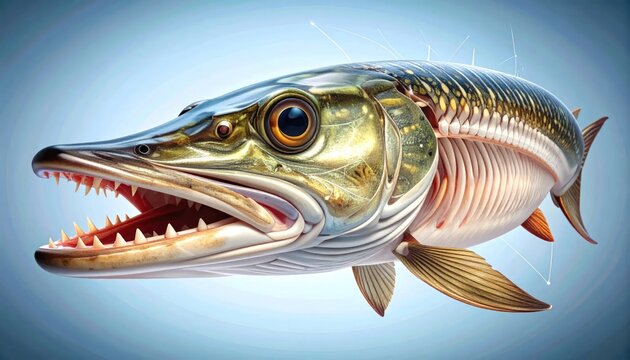 Large toothy fish with sharp fins.
