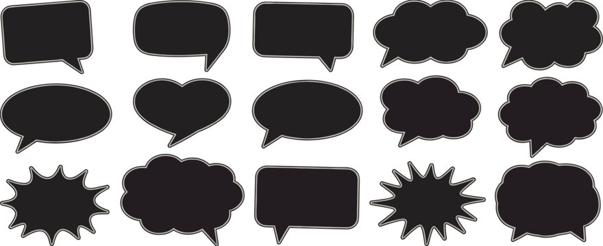 Assorted Black Speech Bubbles and Thought Bubbles with Outlines chat bubble dialogue box