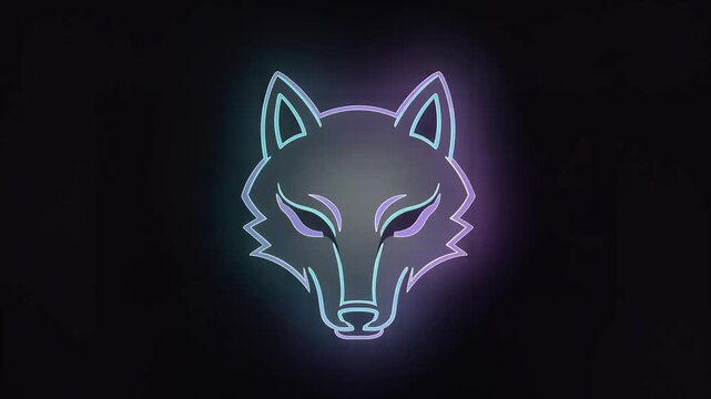 Futuristic Glowing Wolf Head Animation Transitioning to Outline