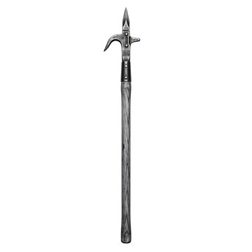 Medieval pole weapon halberd with wooden handle isolated on white background
