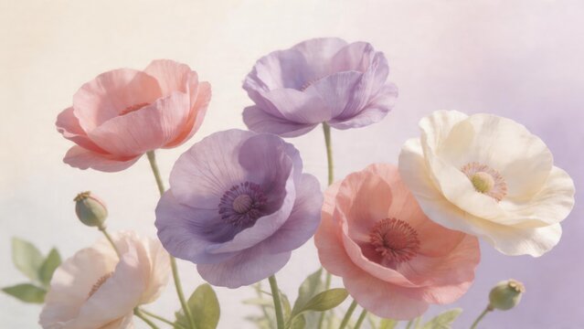 Colorful poppy flowers in bloom
