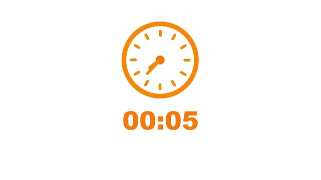 53 minutes clock countdown timer 4k animation coral color on a white background.