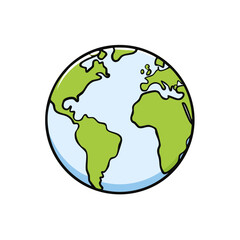 Obraz premium Cartoon Illustration of Planet Earth Showing Continents and Oceans