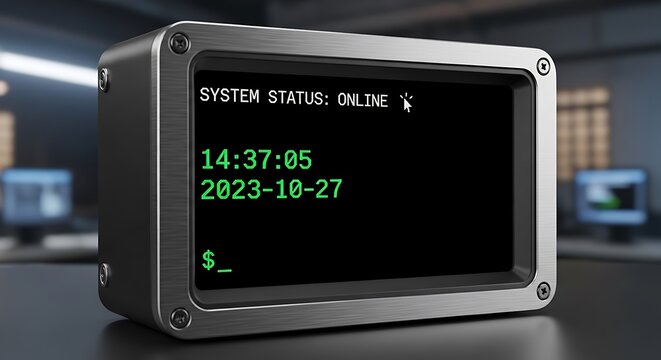 Industrial computer screen displaying system status and date information
