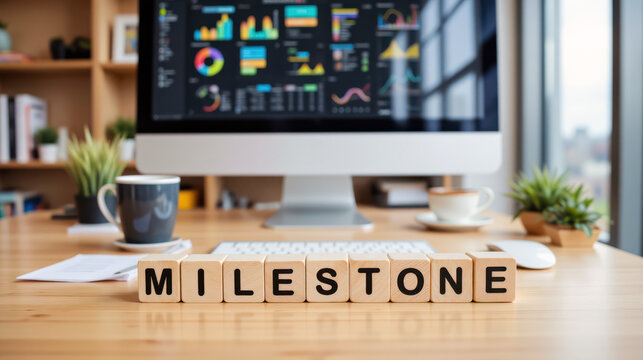 Milestone marker for product launch and project delivery gives teams a checkpoint for deadline update, funding round, goal tracker, software release note, quarter review and investor status report