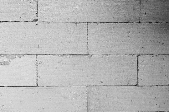 White lightweight concrete block wall background. Light aerated concrete masonry texture.