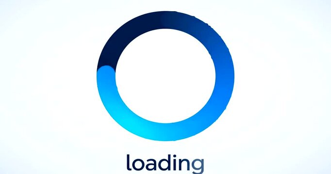 Blue circle progress indicator animation on screen showing loading status