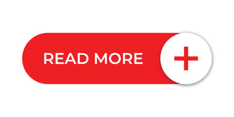 Read More CTA Button UI Design Red Pill Shape with Plus Icon Modern Web Interface Element © Ayyam