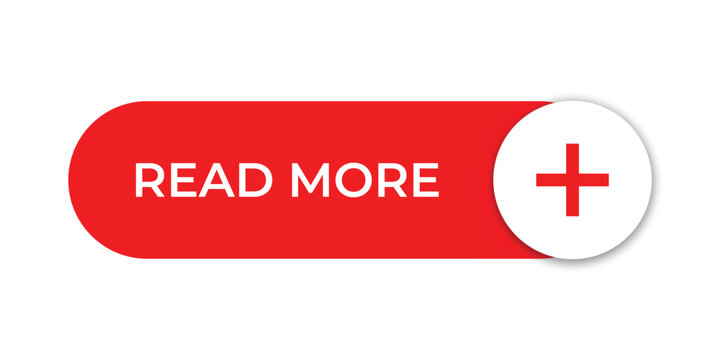 Read More CTA Button UI Design Red Pill Shape with Plus Icon Modern Web Interface Element
